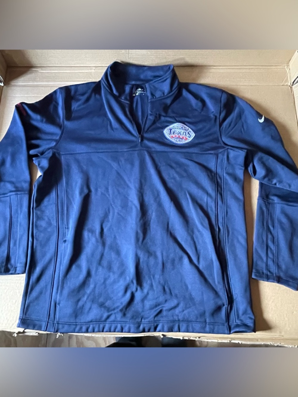 Nike quarter zip pullover, Advocare Texas bowl Nike Golf, Blue, L Standard Fit